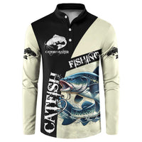 Catfish Fishing Customize Name Button Sweatshirt Splash Effect and Black Cream Split Design - Wonder Print Shop