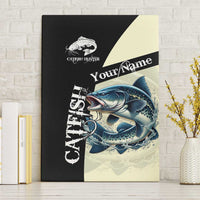 Catfish Fishing Customize Name Canvas Wall Art Splash Effect and Black Cream Split Design - Wonder Print Shop