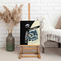 Catfish Fishing Customize Name Canvas Wall Art Splash Effect and Black Cream Split Design - Wonder Print Shop
