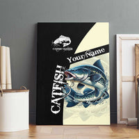 Catfish Fishing Customize Name Canvas Wall Art Splash Effect and Black Cream Split Design - Wonder Print Shop