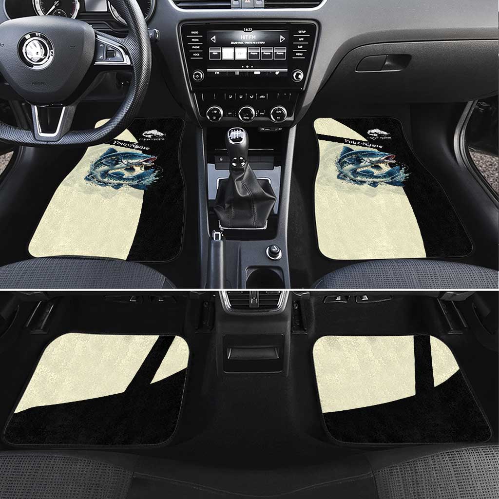 Catfish Fishing Customize Name Car Mats Splash Effect and Black Cream Split Design - Wonder Print Shop