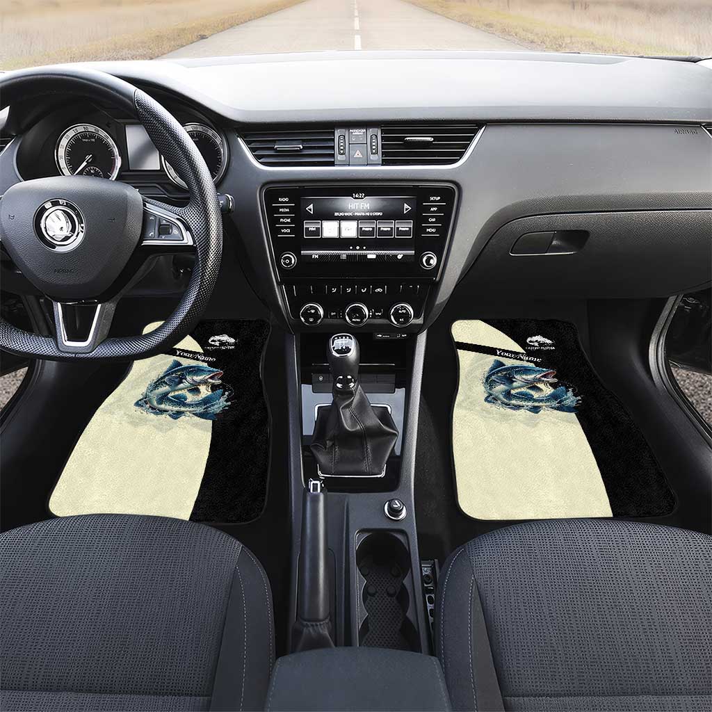Catfish Fishing Customize Name Car Mats Splash Effect and Black Cream Split Design - Wonder Print Shop