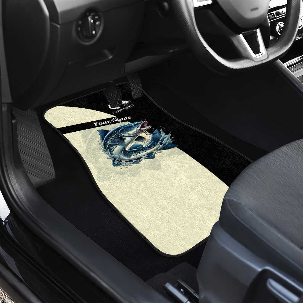 Catfish Fishing Customize Name Car Mats Splash Effect and Black Cream Split Design - Wonder Print Shop