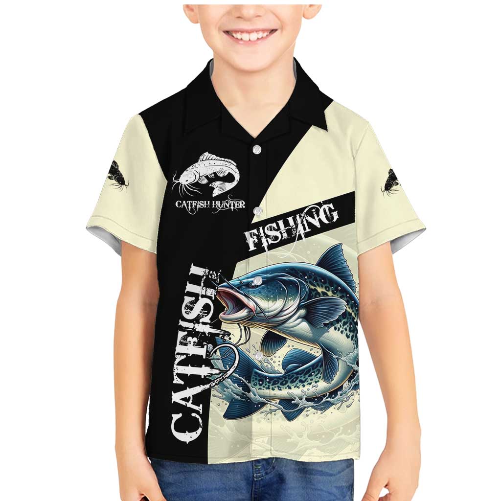 Catfish Fishing Customize Name Family Matching Mermaid Dress and Hawaiian Shirt Splash Effect and Black Cream Split Design - Wonder Print Shop