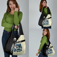 Catfish Fishing Customize Name Grocery Bag Splash Effect and Black Cream Split Design - Wonder Print Shop