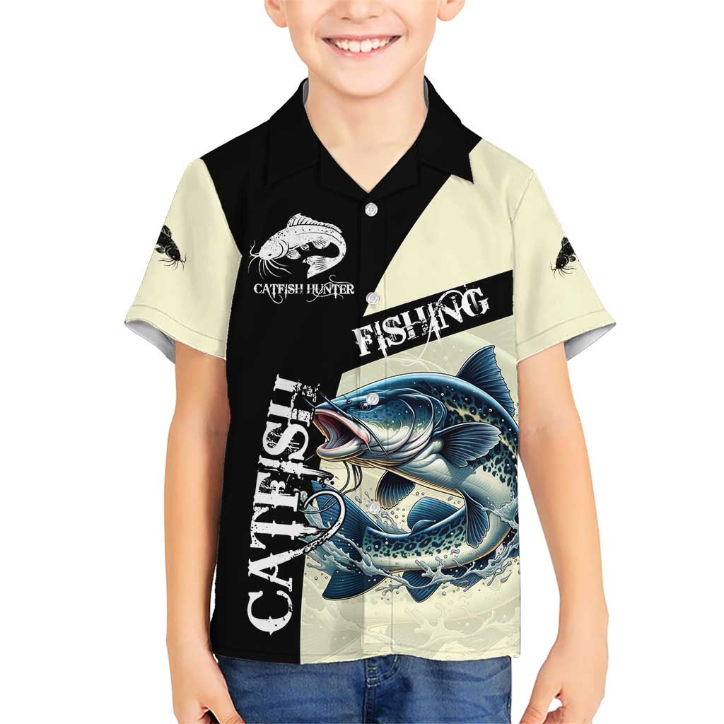 Catfish Fishing Customize Name Hawaiian Shirt Splash Effect and Black Cream Split Design - Wonder Print Shop