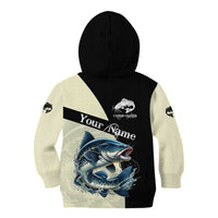 Catfish Fishing Customize Name Kid Hoodie Splash Effect and Black Cream Split Design - Wonder Print Shop