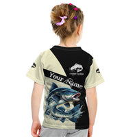 Catfish Fishing Customize Name Kid T Shirt Splash Effect and Black Cream Split Design - Wonder Print Shop
