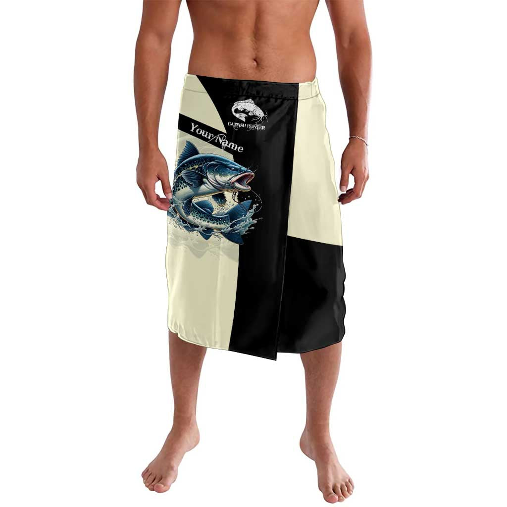 Catfish Fishing Customize Name Lavalava Splash Effect and Black Cream Split Design - Wonder Print Shop