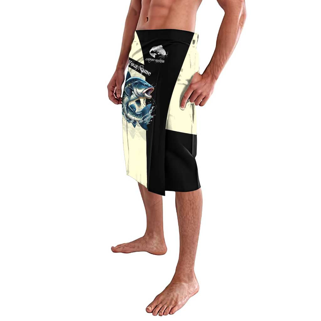 Catfish Fishing Customize Name Lavalava Splash Effect and Black Cream Split Design - Wonder Print Shop