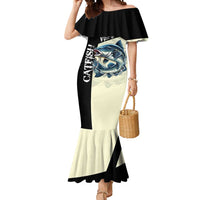 Catfish Fishing Customize Name Mermaid Dress Splash Effect and Black Cream Split Design - Wonder Print Shop