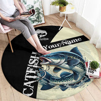 Catfish Fishing Customize Name Round Carpet Splash Effect and Black Cream Split Design - Wonder Print Shop