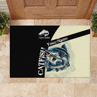 Catfish Fishing Customize Name Rubber Doormat Splash Effect and Black Cream Split Design - Wonder Print Shop