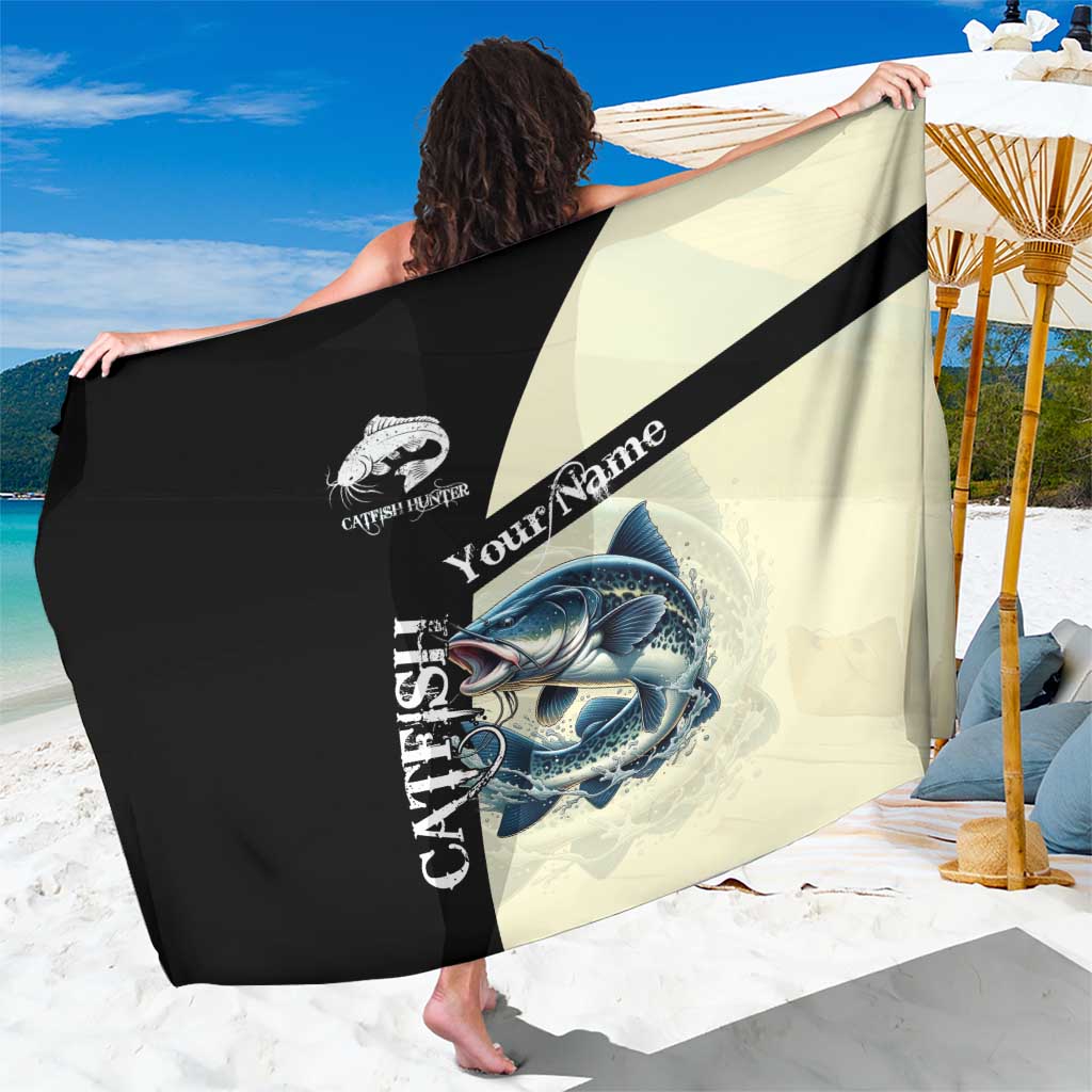 Catfish Fishing Customize Name Sarong Splash Effect and Black Cream Split Design - Wonder Print Shop