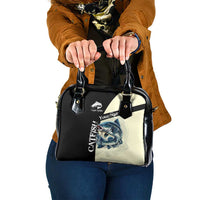 Catfish Fishing Customize Name Shoulder Handbag Splash Effect and Black Cream Split Design - Wonder Print Shop
