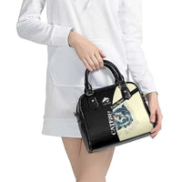 Catfish Fishing Customize Name Shoulder Handbag Splash Effect and Black Cream Split Design - Wonder Print Shop