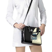 Catfish Fishing Customize Name Shoulder Handbag Splash Effect and Black Cream Split Design - Wonder Print Shop