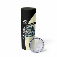 Catfish Fishing Customize Name Skinny Tumbler Splash Effect and Black Cream Split Design - Wonder Print Shop