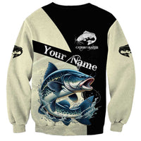 Catfish Fishing Customize Name Sweatshirt Splash Effect and Black Cream Split Design - Wonder Print Shop