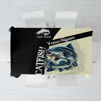 Catfish Fishing Customize Name Tablecloth Splash Effect and Black Cream Split Design - Wonder Print Shop