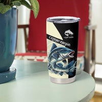Catfish Fishing Customize Name Tumbler Cup Splash Effect and Black Cream Split Design - Wonder Print Shop