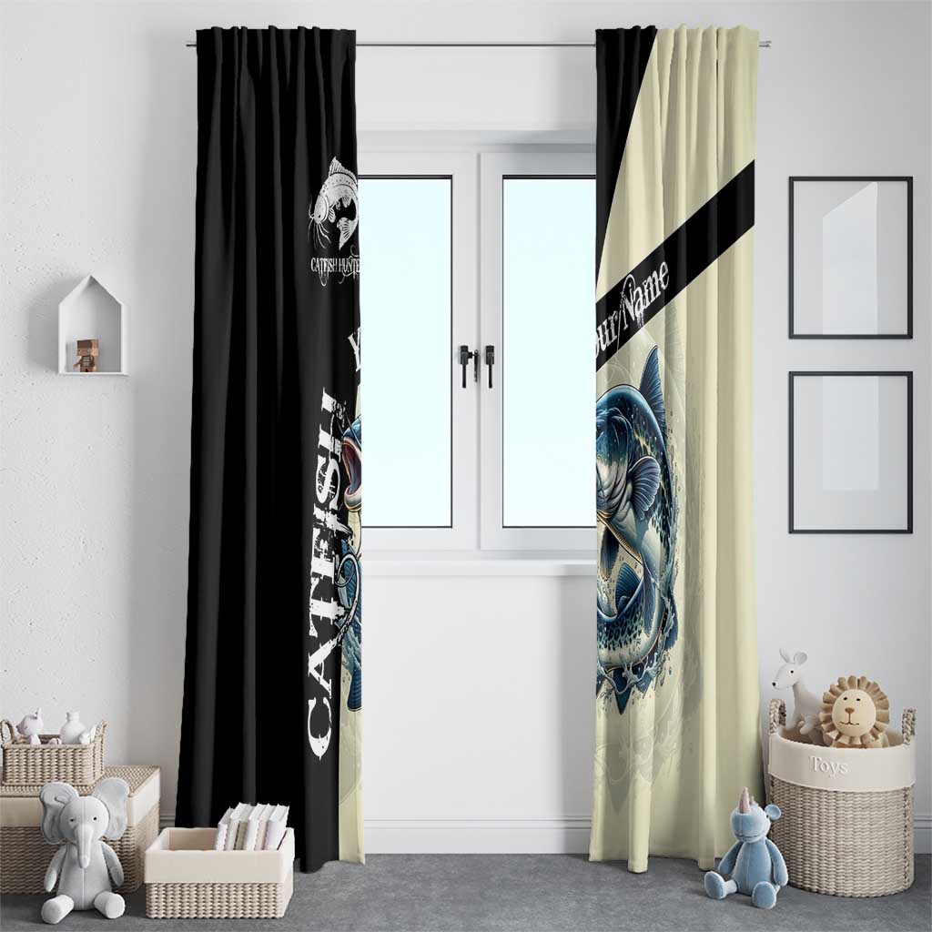 Catfish Fishing Customize Name Window Curtain Splash Effect and Black Cream Split Design - Wonder Print Shop
