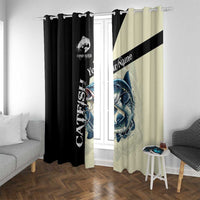 Catfish Fishing Customize Name Window Curtain Splash Effect and Black Cream Split Design - Wonder Print Shop
