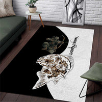 Carp Hunter Bowfishing Customize Name Area Rug Camouflage Archer Graphic and Black White Split Layout - Wonder Print Shop