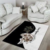 Carp Hunter Bowfishing Customize Name Area Rug Camouflage Archer Graphic and Black White Split Layout - Wonder Print Shop