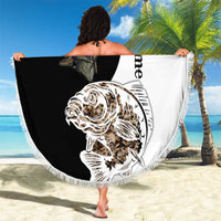 Carp Hunter Bowfishing Customize Name Beach Blanket Camouflage Archer Graphic and Black White Split Layout - Wonder Print Shop