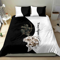 Carp Hunter Bowfishing Customize Name Bedding Set Camouflage Archer Graphic and Black White Split Layout - Wonder Print Shop