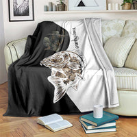 Carp Hunter Bowfishing Customize Name Blanket Camouflage Archer Graphic and Black White Split Layout - Wonder Print Shop