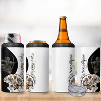 Carp Hunter Bowfishing Customize Name 4 in 1 Can Cooler Tumbler Camouflage Archer Graphic and Black White Split Layout - Wonder Print Shop