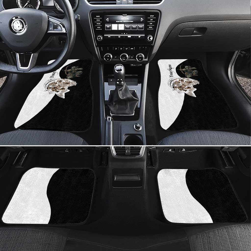 Carp Hunter Bowfishing Customize Name Car Mats Camouflage Archer Graphic and Black White Split Layout - Wonder Print Shop