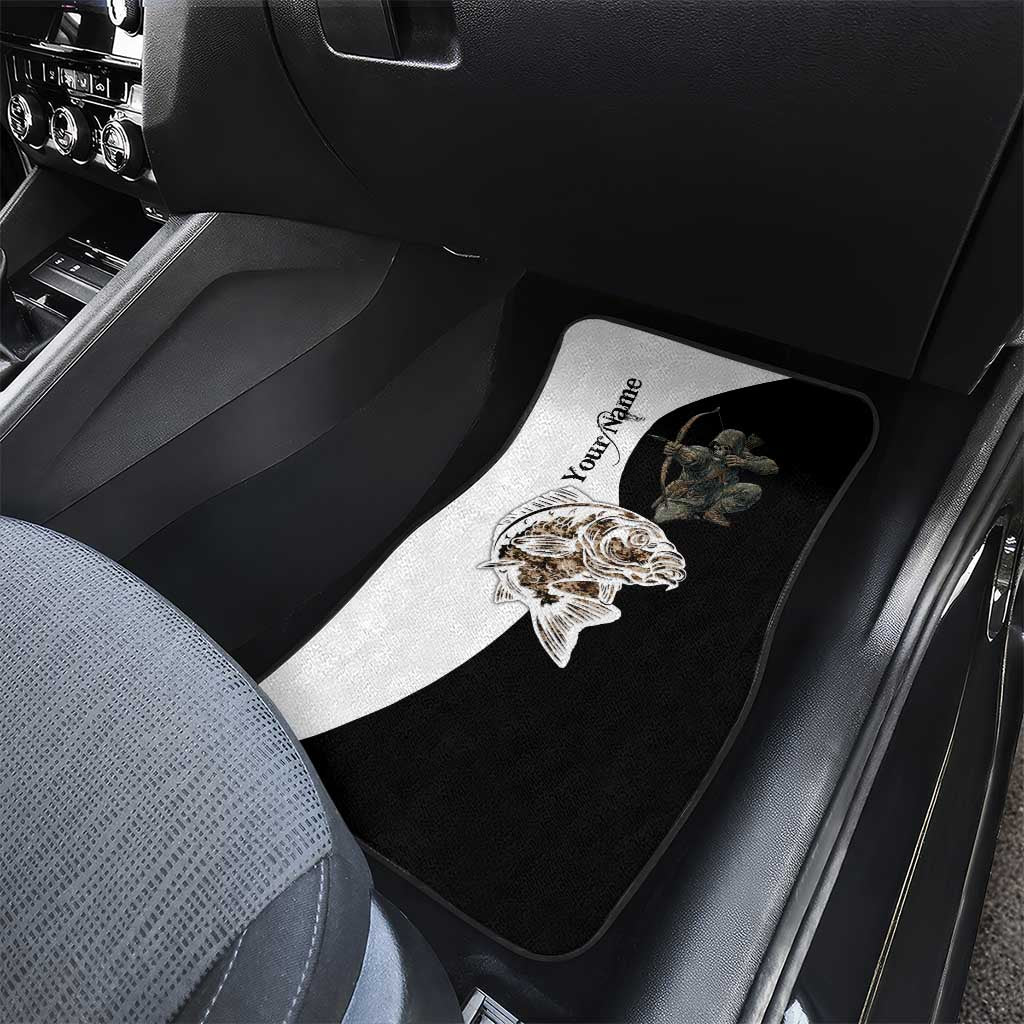 Carp Hunter Bowfishing Customize Name Car Mats Camouflage Archer Graphic and Black White Split Layout - Wonder Print Shop