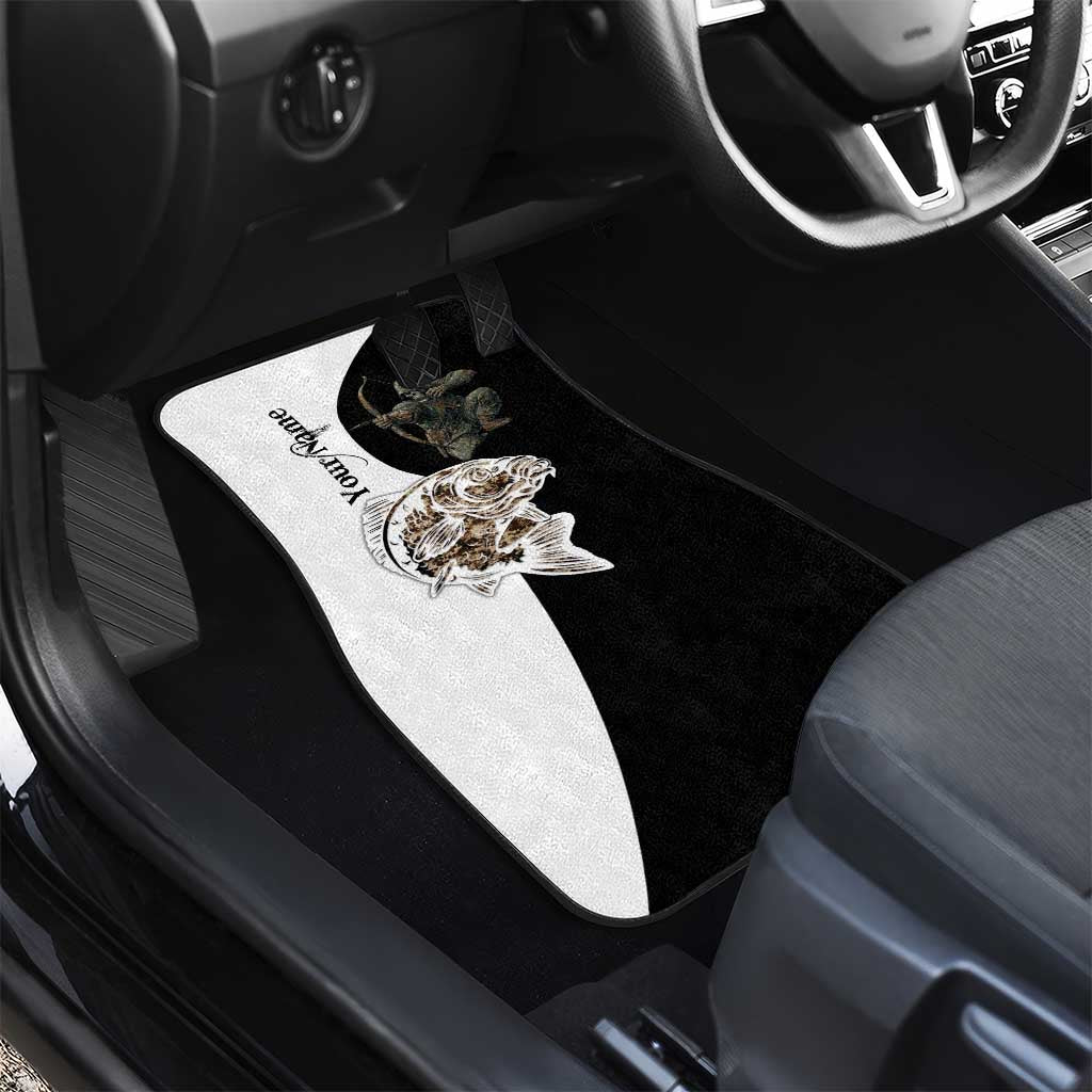 Carp Hunter Bowfishing Customize Name Car Mats Camouflage Archer Graphic and Black White Split Layout - Wonder Print Shop