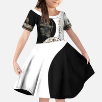 Carp Hunter Bowfishing Customize Name Family Matching Summer Maxi Dress and Hawaiian Shirt Camouflage Archer Graphic and Black White Split Layout - Wonder Print Shop