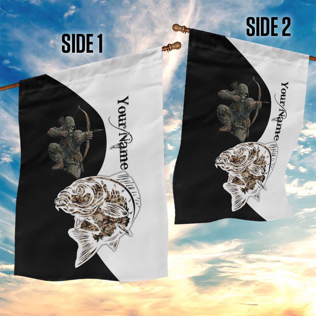 Carp Hunter Bowfishing Customize Name Garden Flag Camouflage Archer Graphic and Black White Split Layout - Wonder Print Shop