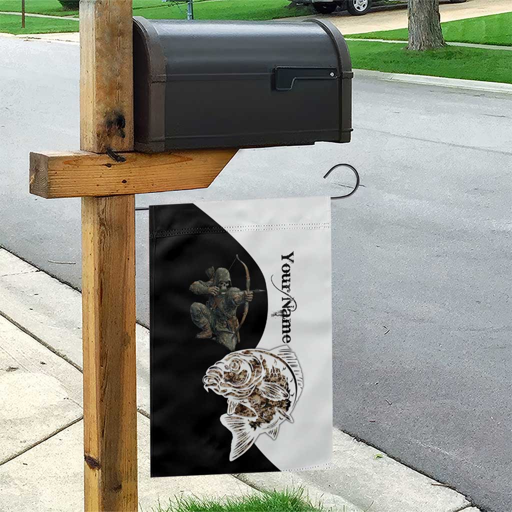 Carp Hunter Bowfishing Customize Name Garden Flag Camouflage Archer Graphic and Black White Split Layout - Wonder Print Shop