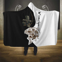 Carp Hunter Bowfishing Customize Name Hooded Blanket Camouflage Archer Graphic and Black White Split Layout - Wonder Print Shop