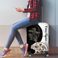 Carp Hunter Bowfishing Customize Name Luggage Cover Camouflage Archer Graphic and Black White Split Layout - Wonder Print Shop