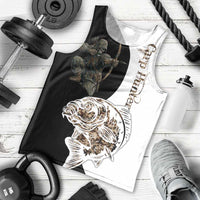 Carp Hunter Bowfishing Customize Name Men Tank Top Camouflage Archer Graphic and Black White Split Layout - Wonder Print Shop