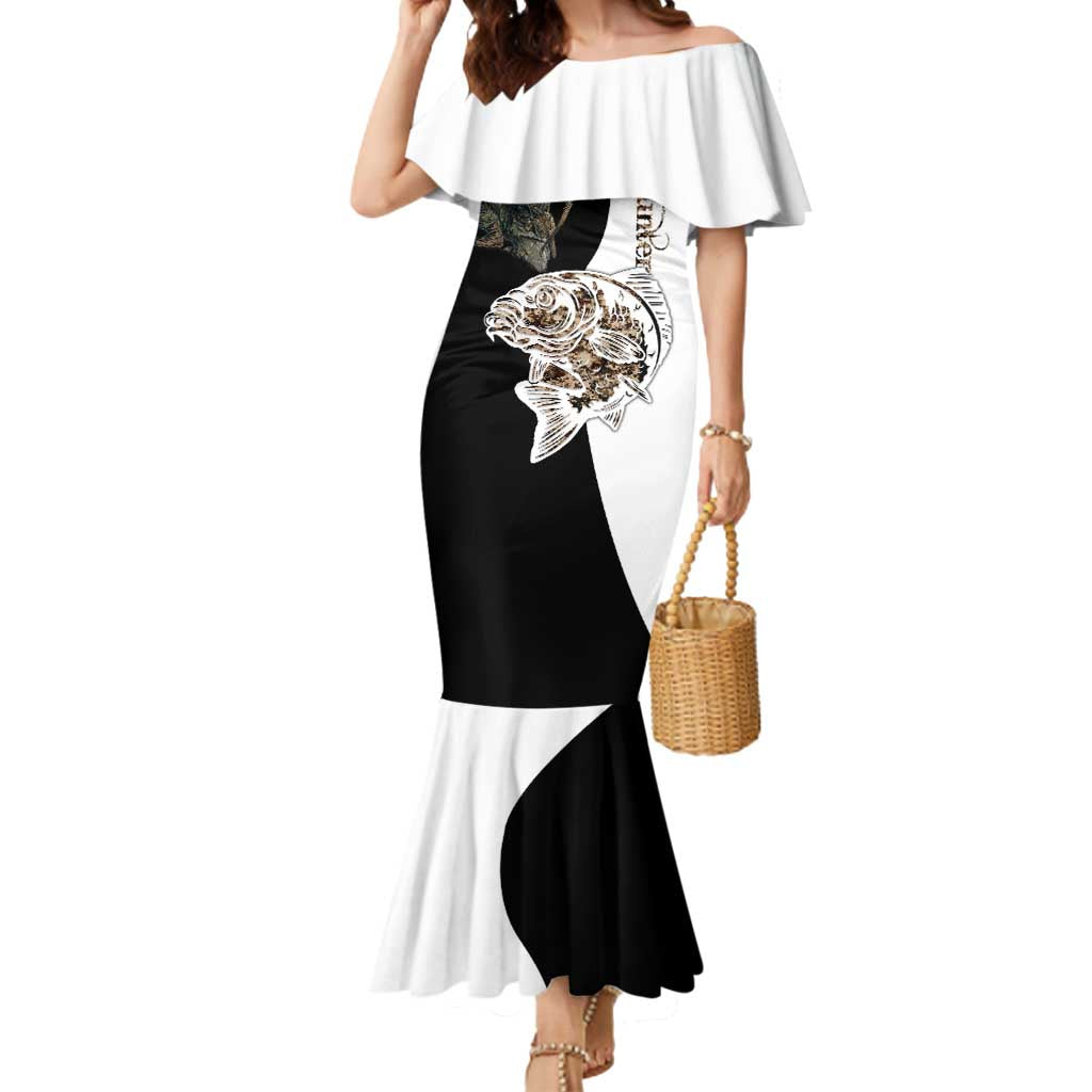 Carp Hunter Bowfishing Customize Name Mermaid Dress Camouflage Archer Graphic and Black White Split Layout - Wonder Print Shop