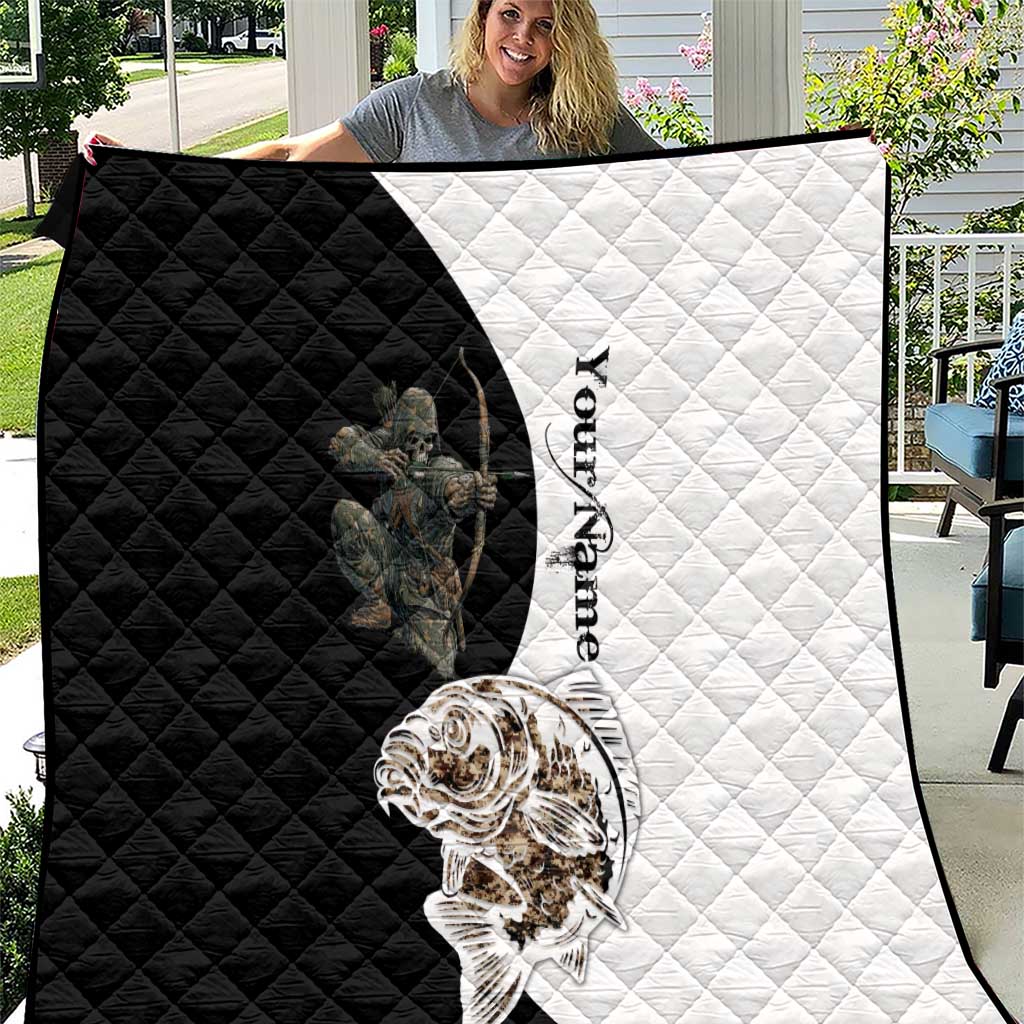 Carp Hunter Bowfishing Customize Name Quilt Camouflage Archer Graphic and Black White Split Layout - Wonder Print Shop