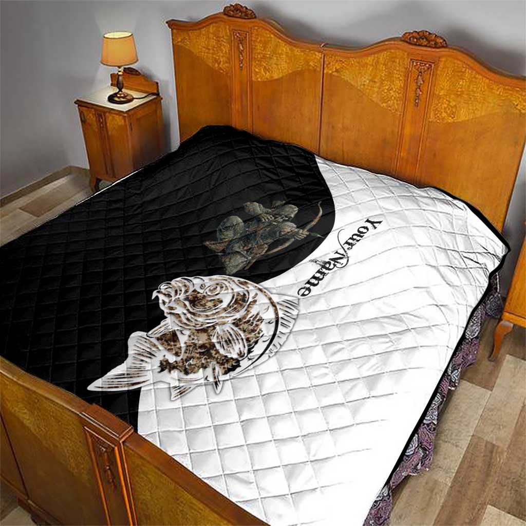 Carp Hunter Bowfishing Customize Name Quilt Camouflage Archer Graphic and Black White Split Layout - Wonder Print Shop