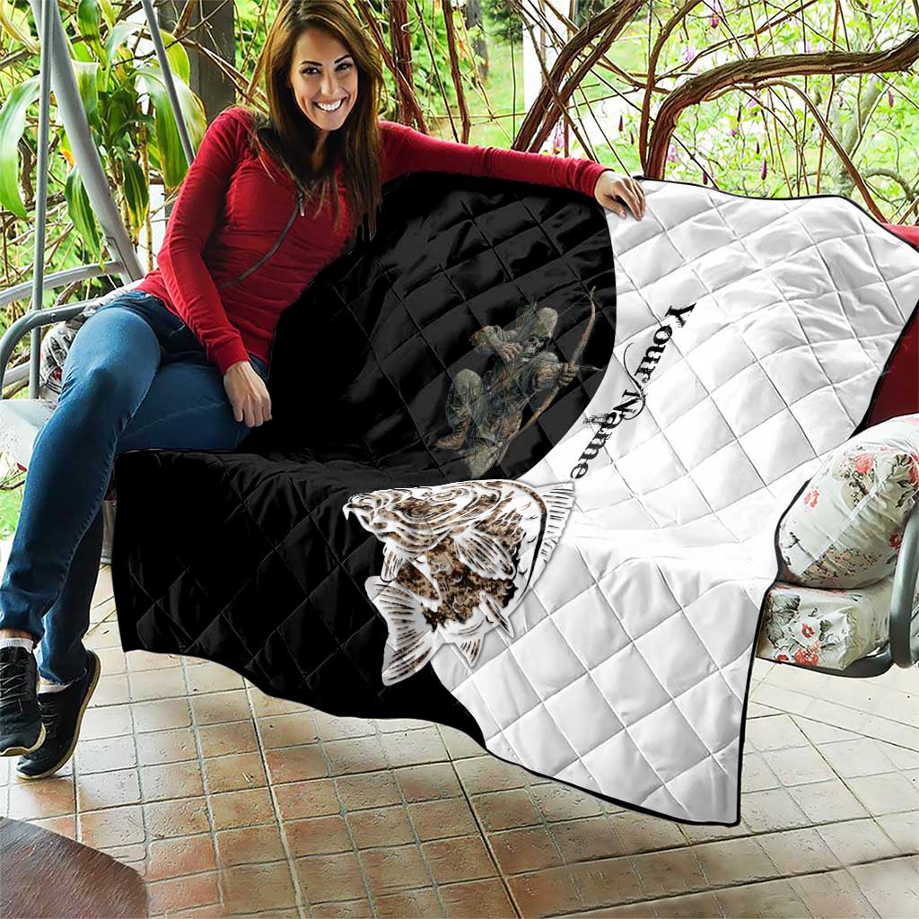 Carp Hunter Bowfishing Customize Name Quilt Camouflage Archer Graphic and Black White Split Layout - Wonder Print Shop