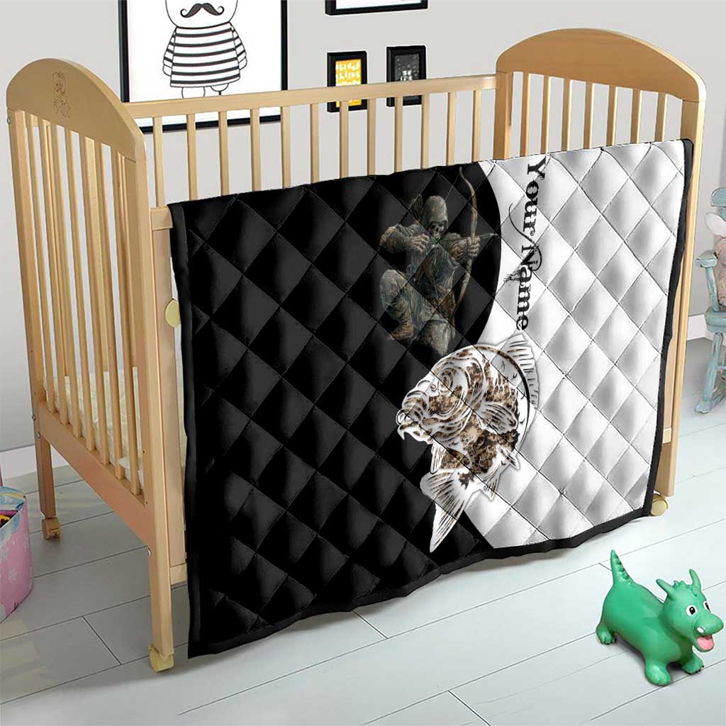 Carp Hunter Bowfishing Customize Name Quilt Camouflage Archer Graphic and Black White Split Layout - Wonder Print Shop