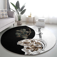 Carp Hunter Bowfishing Customize Name Round Carpet Camouflage Archer Graphic and Black White Split Layout - Wonder Print Shop