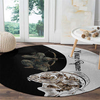 Carp Hunter Bowfishing Customize Name Round Carpet Camouflage Archer Graphic and Black White Split Layout - Wonder Print Shop