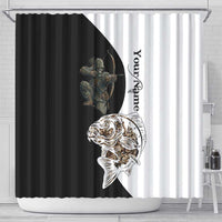 Carp Hunter Bowfishing Customize Name Shower Curtain Camouflage Archer Graphic and Black White Split Layout - Wonder Print Shop